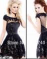 New Design Hot Sale lindo florescido Lace Lantejoula Short Black Cocktail Party Dr